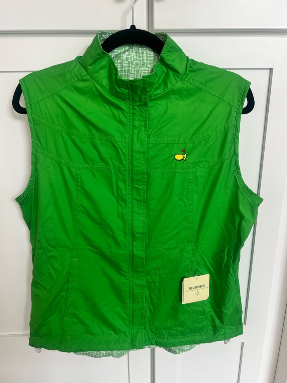 RARE NWT *Masters Peter Millar Women’s Golf Vest* Reversible Green/Gingham- Sz M